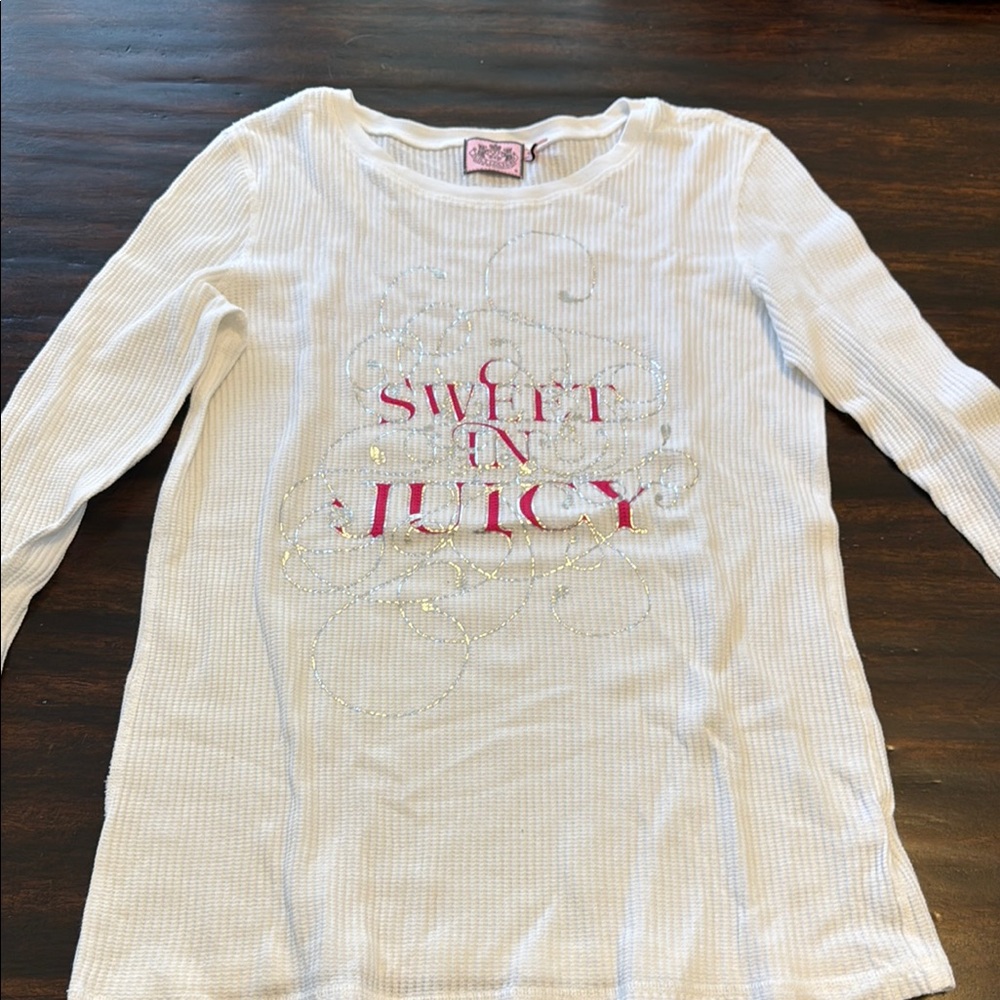 Juicy Couture White and Pink Long Sleeve Tee